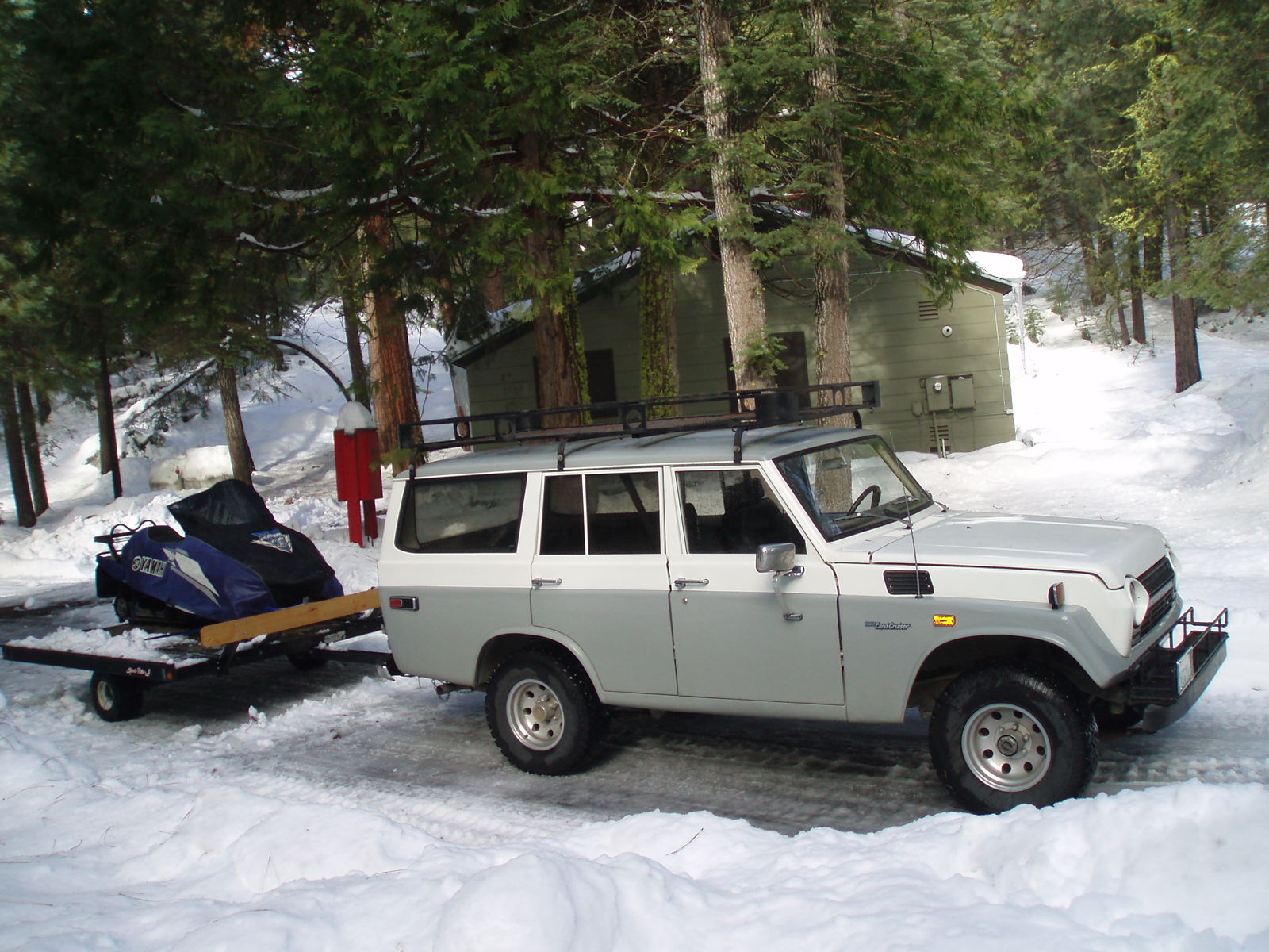 Pulling snowmobile